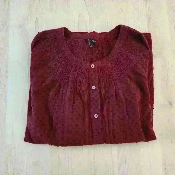 Talbots swiss dot long sleeve blouse size medium - Picture 1 of 8
